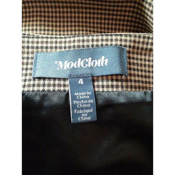 ModCloth Skirt Brown Checkered Long A Line Side Button Midi Lined Skirt Size 4 - Picture 8 of 10